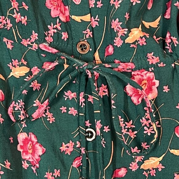 Free People Floral Mini Dress Green Pink XS - Picture 9 of 13